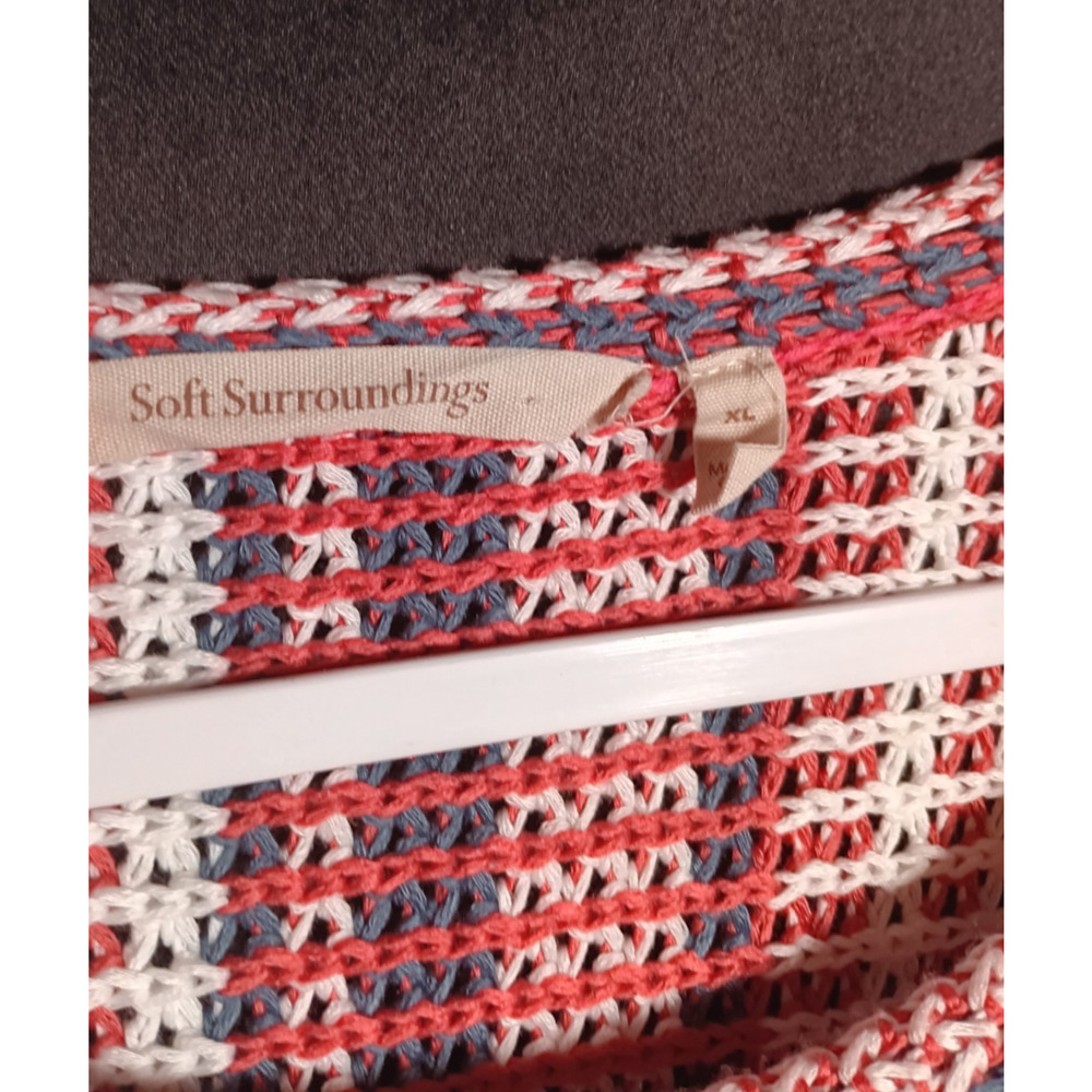 Soft Surroundings Striped Pullover Sweater Red White Blue Knit Women’s XL Cozy - Picture 3 of 4